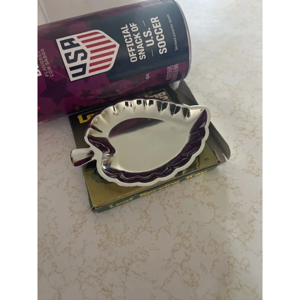 MCM Chrome Leaf Serving Tray Candy Dish with‎ Box Mid-Century Style